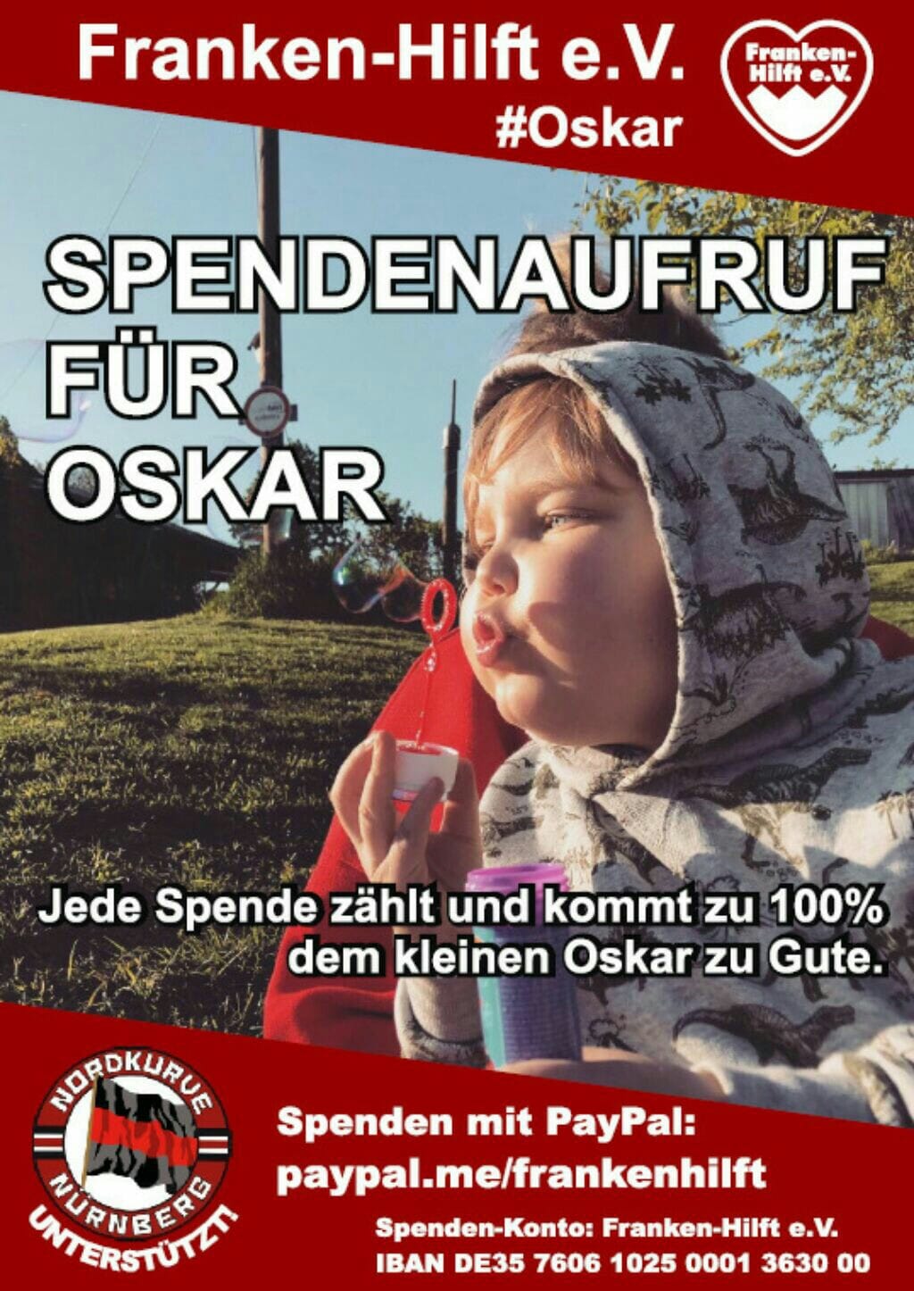 Becherspenden für den kleinen Oskar – helft alle mit!